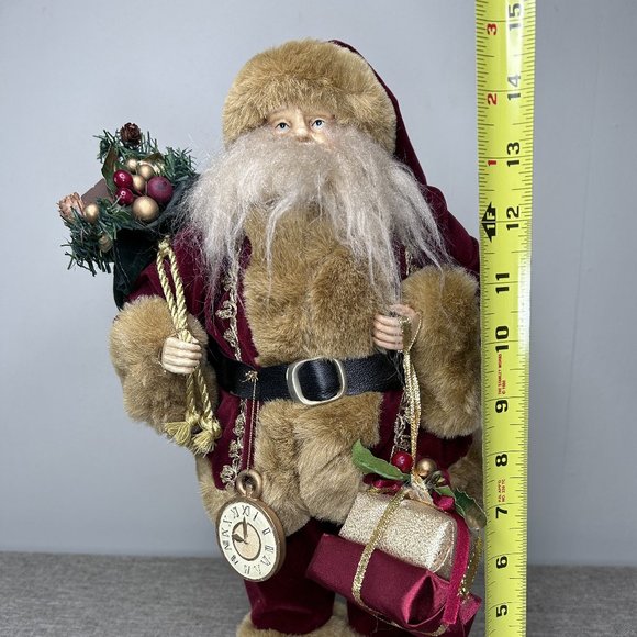 Christmas Santa Claus 15" Tall Figure Carrying Watch & Presents Decoration - Picture 4 of 14